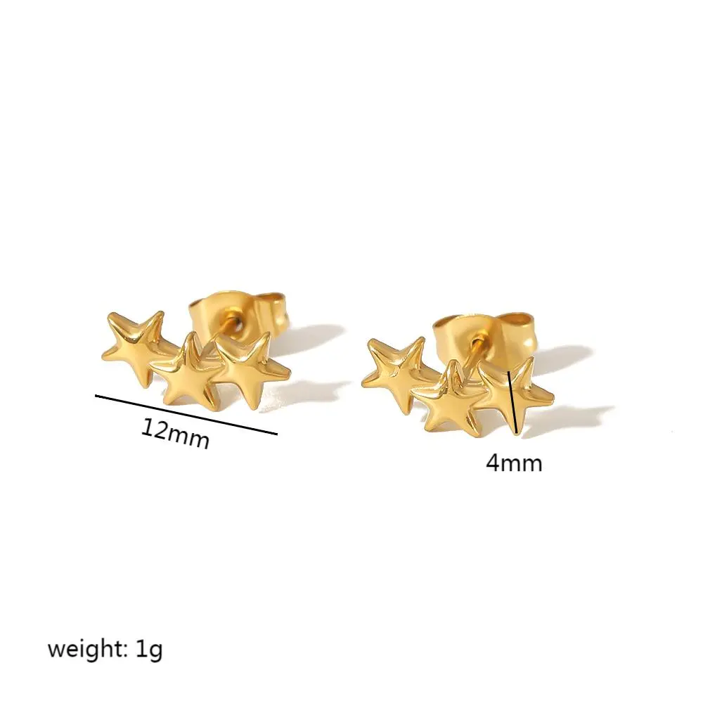 1 Pair Simple Style Star Shape Stainless Steel 18K Gold Plated Women's Stud Earrings Picture2